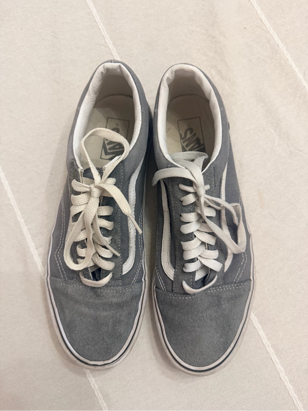 Vans Gray Old Skool Suede Sneakers with White Stripe